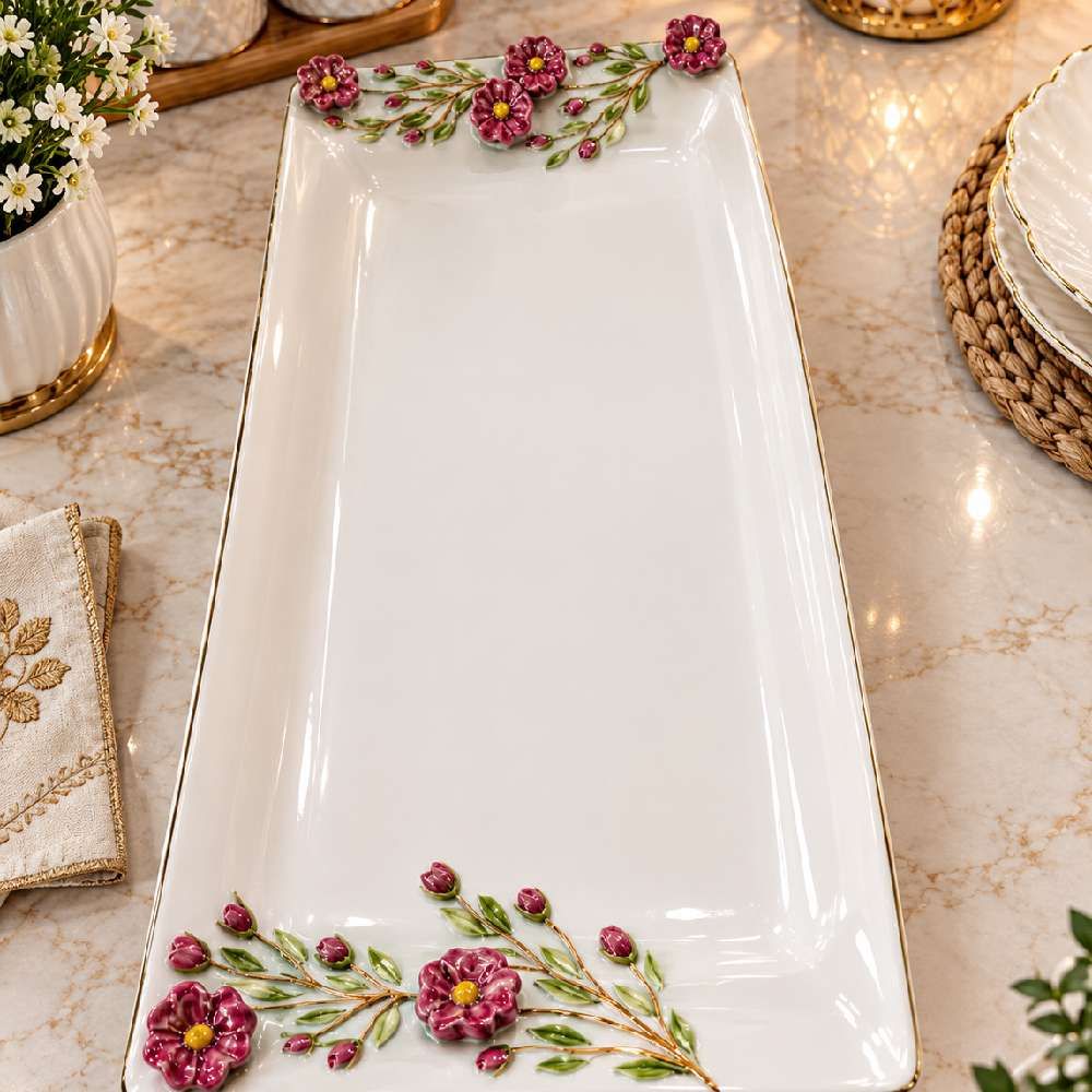 رولت خوری مستطیل گل برجسته 203059