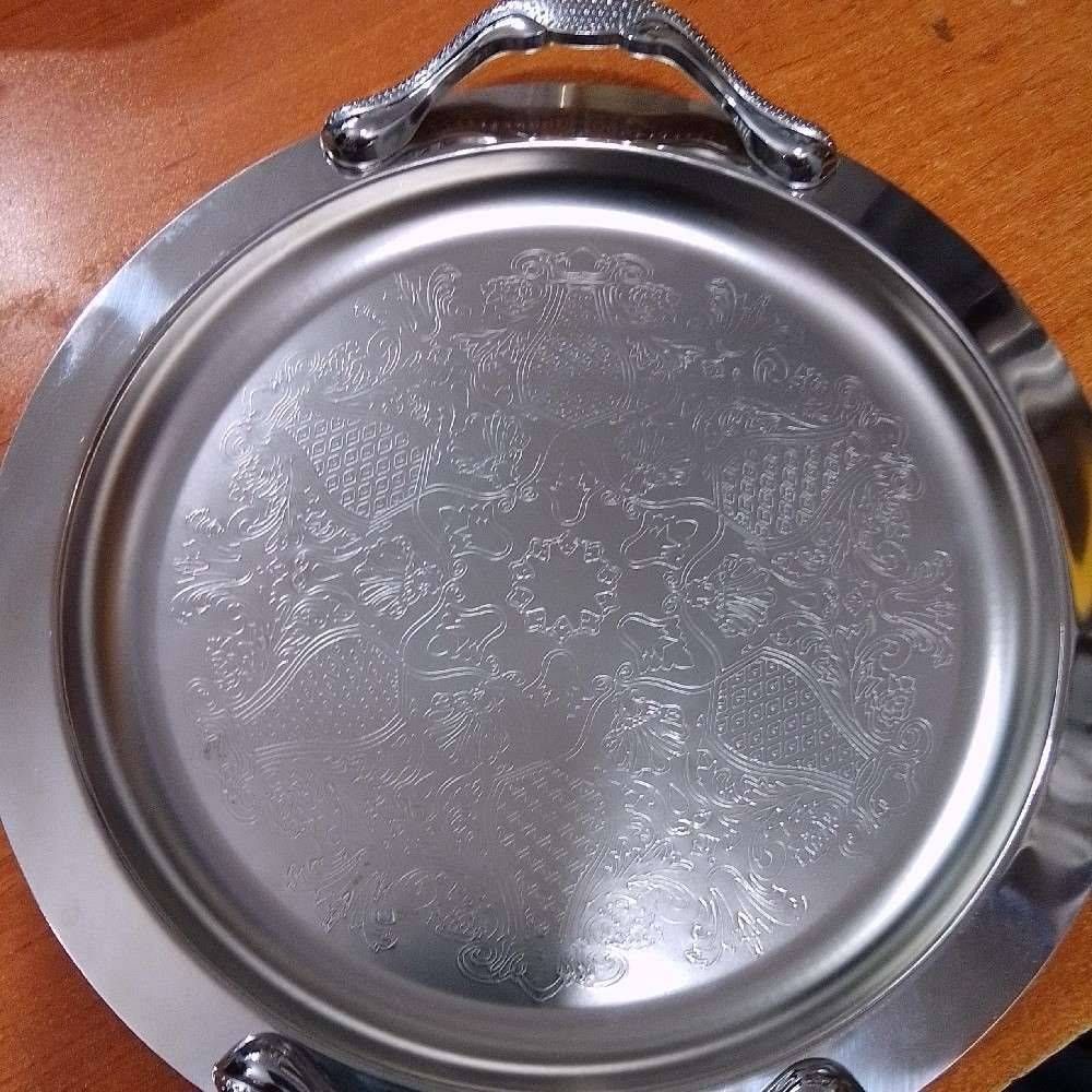 سینی گرد استیل طرح دارکد801031