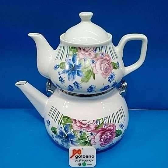 کتری قوری لعابی گلدار طرح رسا 202093