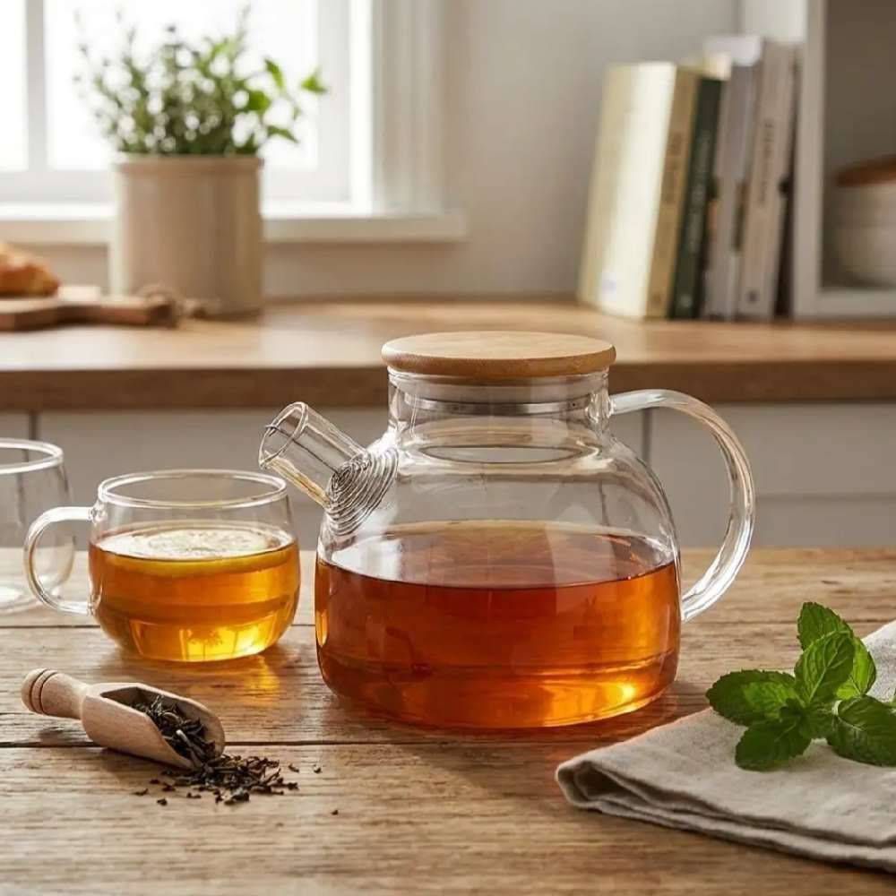 قوری پیرکس درب بامبو وارداتی 202062