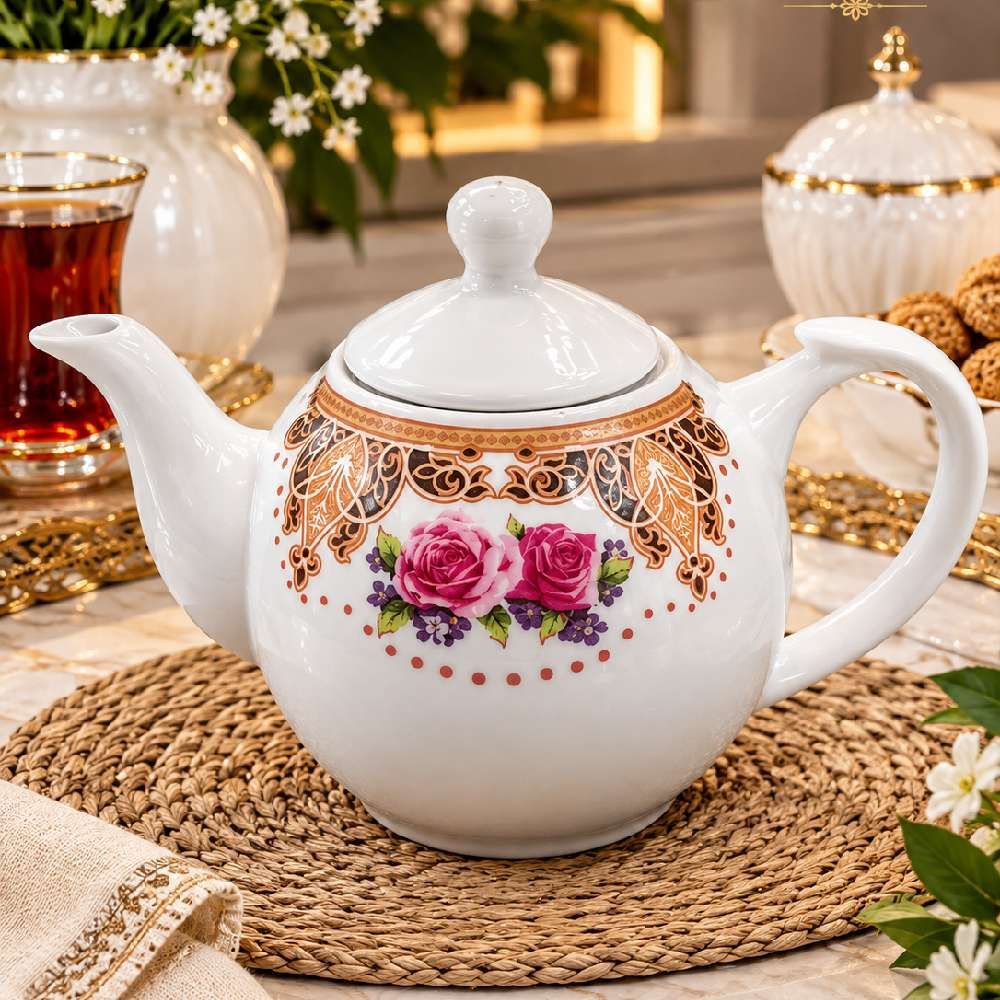 قوری چینی 5کوپ گلدار 203234
