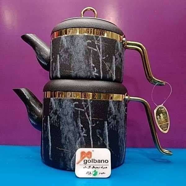 کتری قوری سنگی داخل گرانیتی دور طلایی 202085