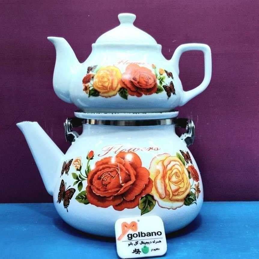 کتری قوری لعابی گلدار طرح رسا 202089
