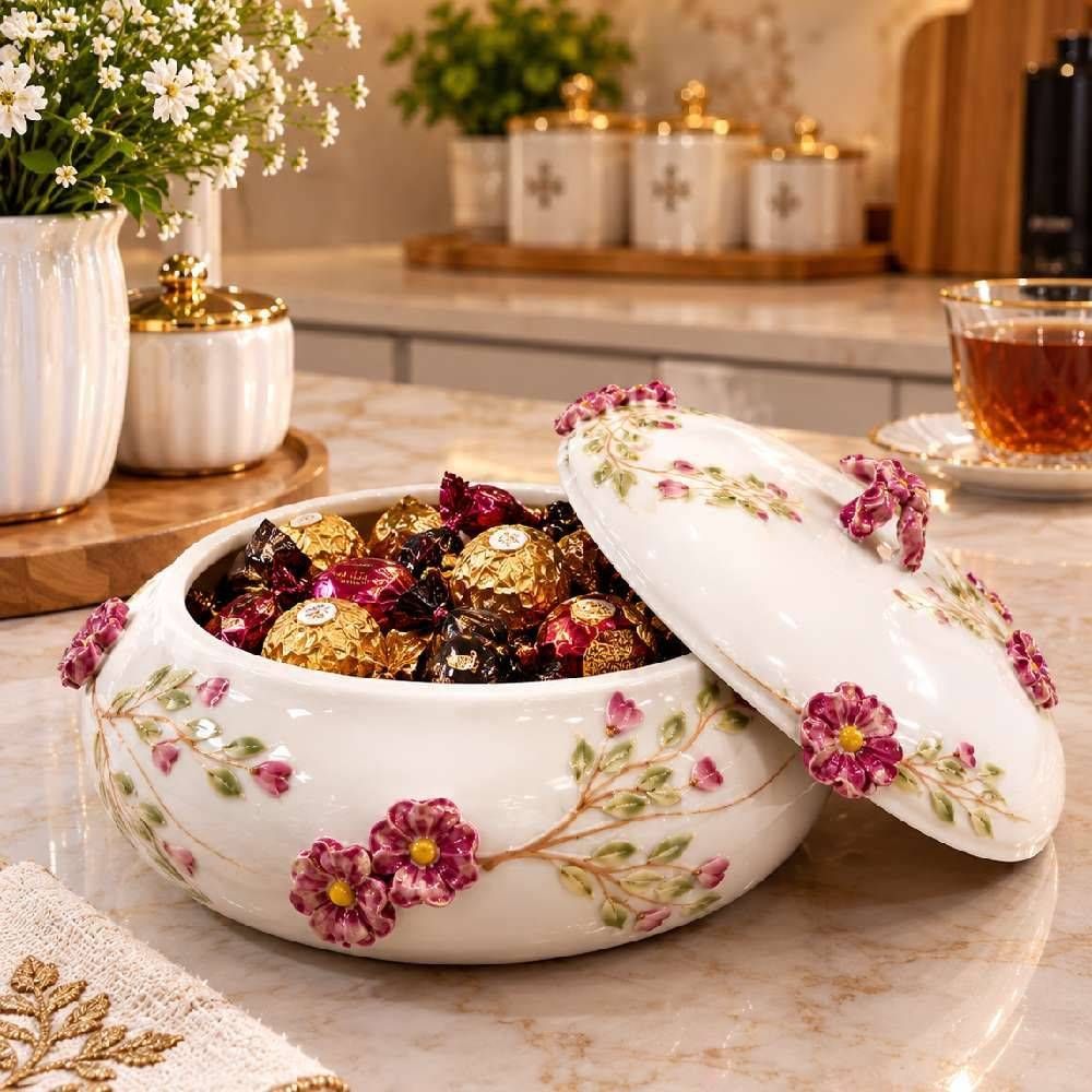 جا شکلاتی بیضی کوچک گل برجسته 204 203050